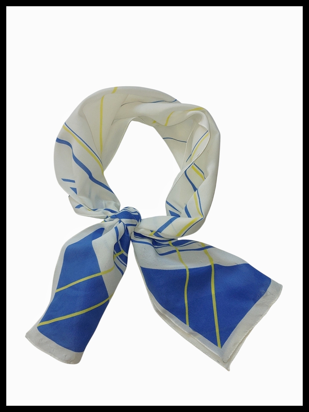 Vintage Blue, Yellow, & White Geometric Scarf - Picture 1 of 4